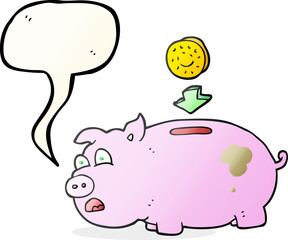 speech bubble cartoon piggy bank
