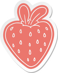 cartoon sticker of a fresh strawberry