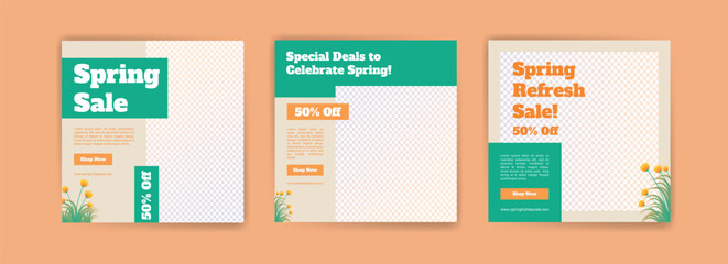 Advertising banner template for a spring-themed product sale