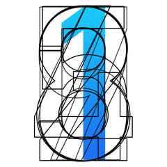Fototapeta na wymiar illustrazione con sagame di simboli numerici sovrapposte su sfondo trasparente