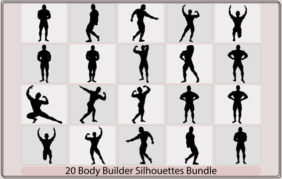 bodybuilders vector silhouettes. Posing men and women,vector image with bodybuilder, silhouette,Weight Lifting Women, Gym, Muscle Women, Female Body Builder Silhouette, Workout, Fitness, Silhouette,