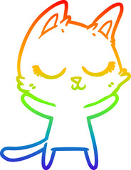 rainbow gradient line drawing calm cartoon cat