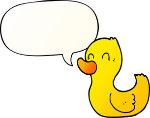 cartoon duck and speech bubble in smooth gradient style