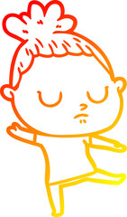 warm gradient line drawing cartoon calm woman