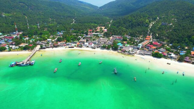 Koh Phangan is also home to a number of man-made structures that are equally impressive from above. with intricate details and bright colors that pop against the island's natural landscape. Thailand
