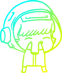 cold gradient line drawing cartoon curious astronaut