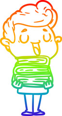 rainbow gradient line drawing happy cartoon man