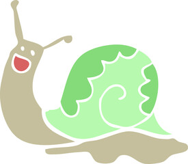 cute flat color style cartoon snail
