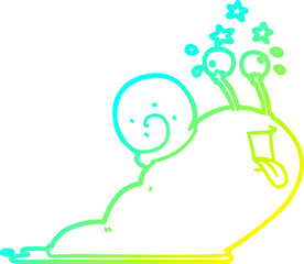 cold gradient line drawing crazy cartoon snail
