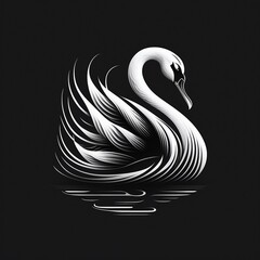 black swan on white background
