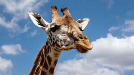 Giraffes at the Zoo: Close-Up of a Majestic African Animal Gazing at the Sky, Generative AI