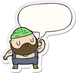 cartoon tough fisherman and speech bubble sticker