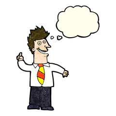 cartoon man with good idea with thought bubble