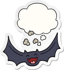 cartoon bat and thought bubble as a printed sticker