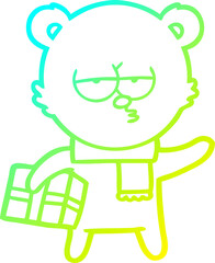 cold gradient line drawing christmas polar bear cartoon