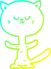 cold gradient line drawing cartoon happy cat