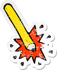 retro distressed sticker of a cartoon pencil