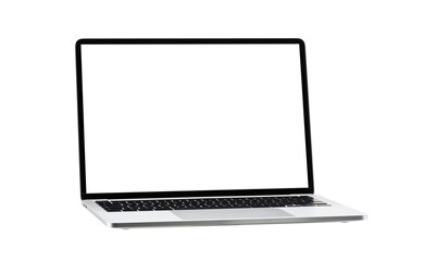 Laptop with blank screen isolated on background. PNG image.