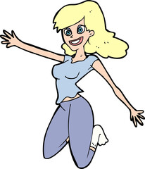 cartoon jumping woman
