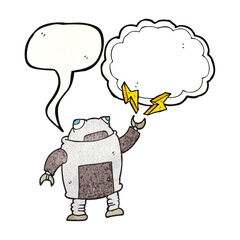 speech bubble textured cartoon robot