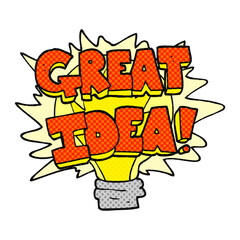 cartoon great idea light bulb symbol