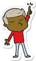 sticker of a cartoon model guy pouting