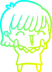 cold gradient line drawing cartoon woman