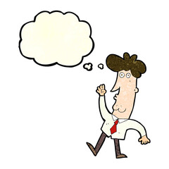 cartoon office man with thought bubble