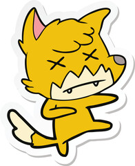 sticker of a cartoon dead fox