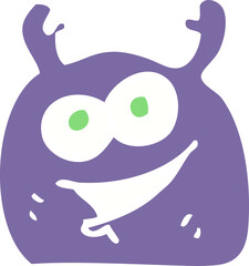 flat color illustration of a cartoon little alien