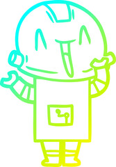 cold gradient line drawing cartoon robot