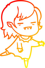 warm gradient line drawing cartoon undead vampire girl