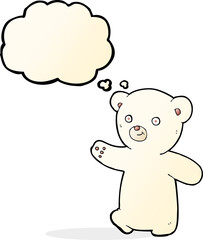 cartoon polar bear cub with thought bubble