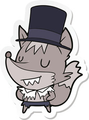 sticker of a cartoon posh werewolf