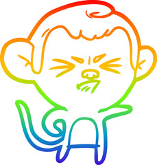 rainbow gradient line drawing cartoon annoyed monkey