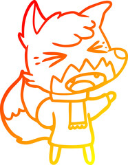 warm gradient line drawing angry cartoon fox