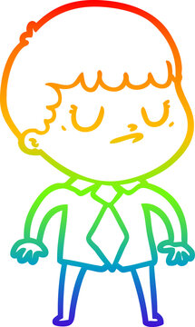 recommend clip art: rainbow gradient line drawing cartoon grumpy boy