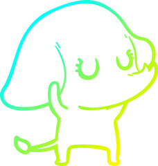 Obraz premium cold gradient line drawing cute cartoon elephant