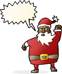 cartoon santa claus with speech bubble