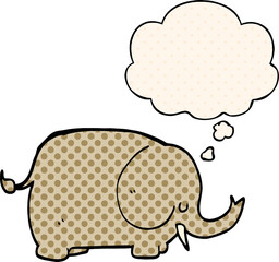 cartoon elephant and thought bubble in comic book style