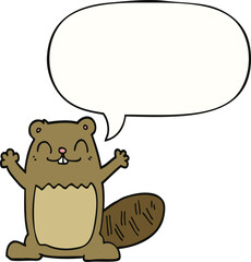 cartoon beaver and speech bubble