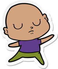 sticker of a cartoon bald man
