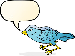 cartoon garden bird with speech bubble