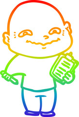 rainbow gradient line drawing cartoon nervous man