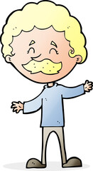 cartoon happy man with mustache