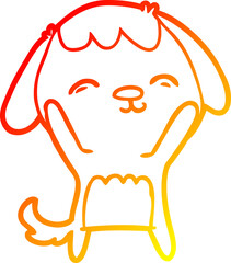 warm gradient line drawing happy cartoon dog
