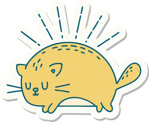 sticker of tattoo style happy cat