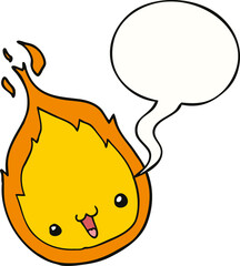 cute cartoon flame and speech bubble