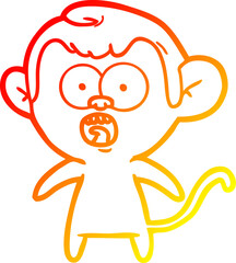 warm gradient line drawing cartoon shocked monkey