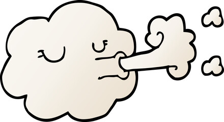 cartoon doodle cloud blowing a gale